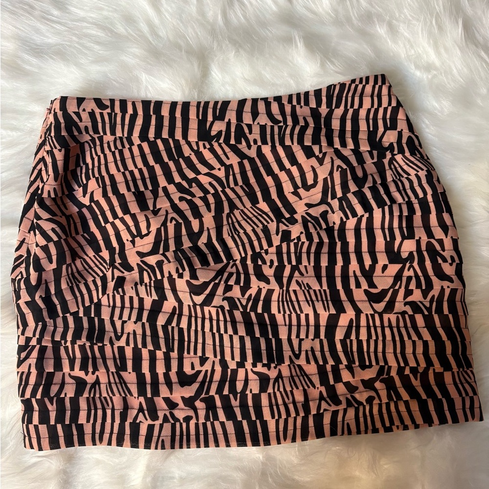 Armani Exchange Zebra Print Mini Skirt - Pink and Black